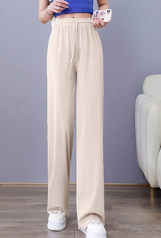Pantalones de pierna ancha de seda de hielo para damas