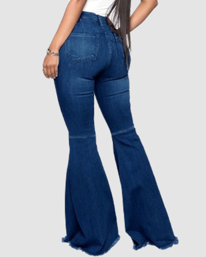 Jeans acampanados multicolor elásticos versátiles con levantacola de cintura alta