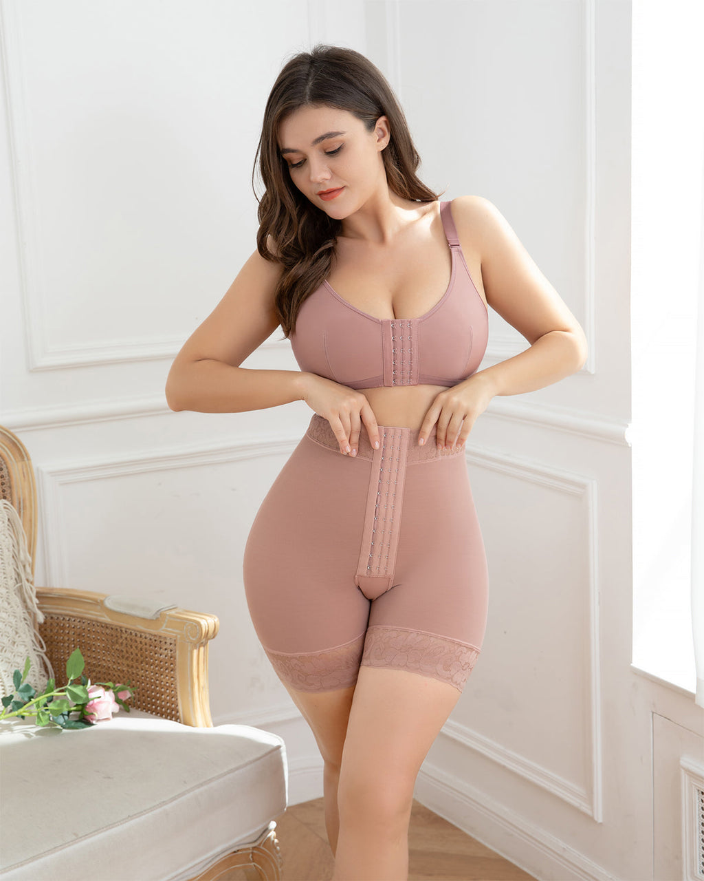 Shapshe® Fajas Moldeadoras para Mujer Rosybrown con Control de Abdomen, Levanta Glúteos, Cintura Alta, Shorts Reductores