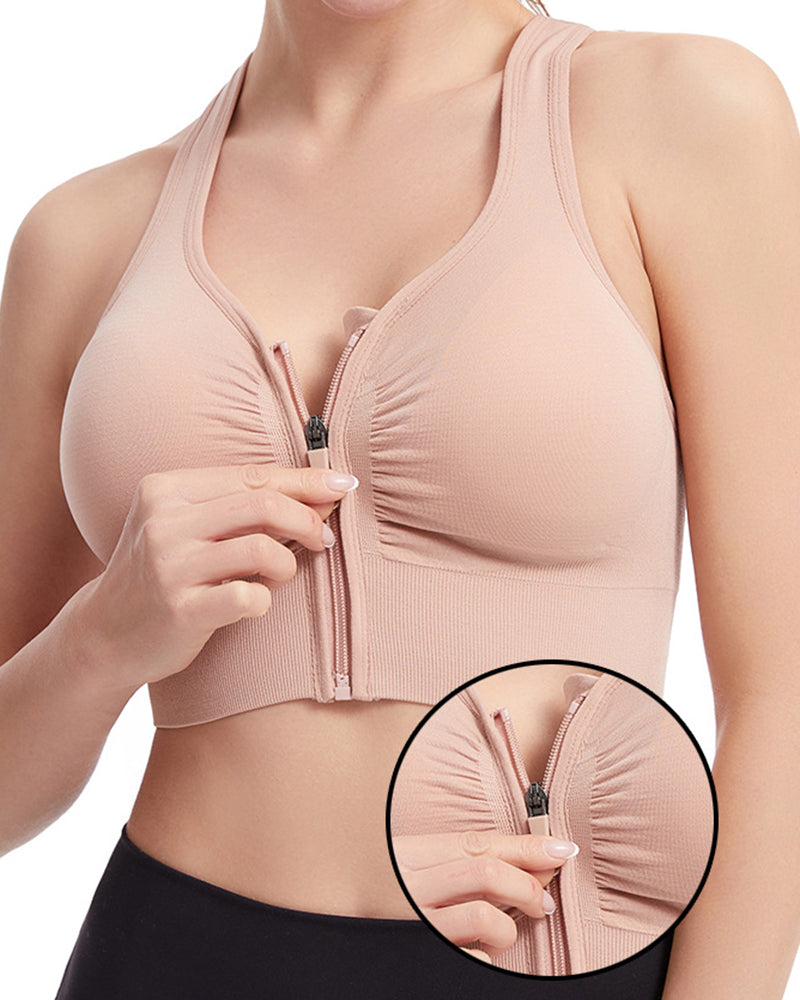 Sostén Push Up Antigolpes para Mujer con Espalda Hueca y Cierre Frontal