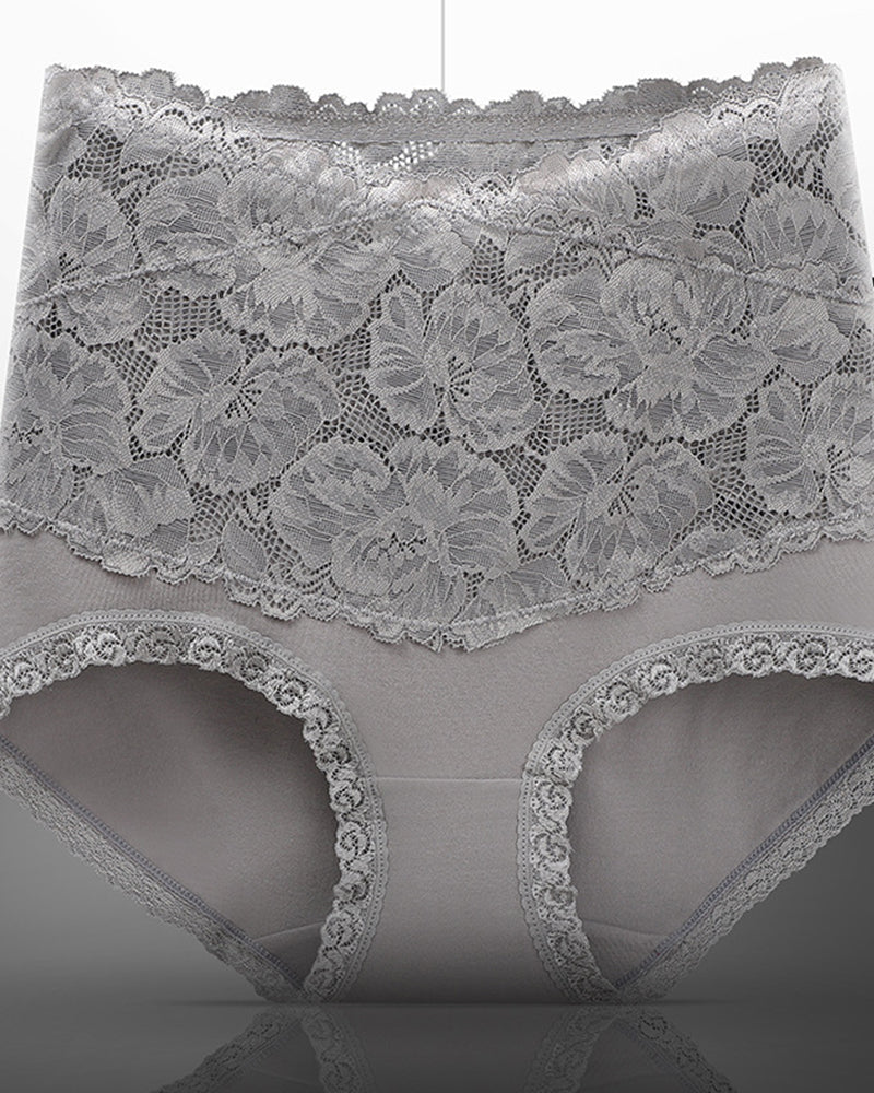 Bragas de encaje floral para mujer, con cintura alta en forma de V, control de abdomen, suaves y sexys