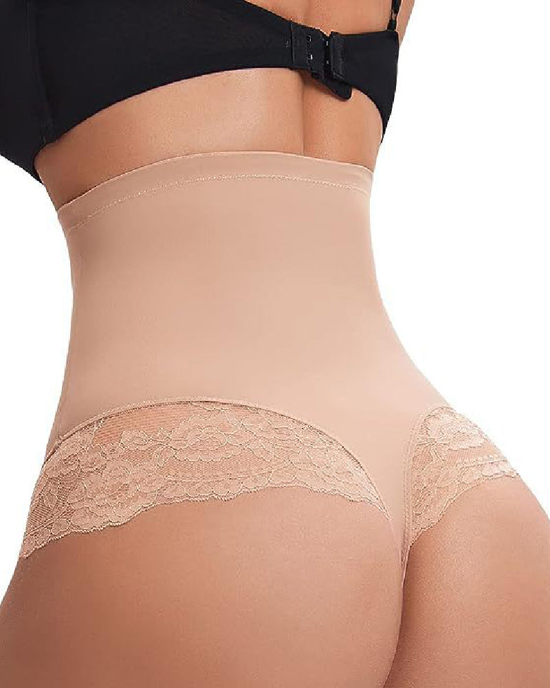 Bragas Moldeadoras de Encaje Sin Costuras con Control de Abdomen, Cintura Alta y Compresión, Tanga Interior
