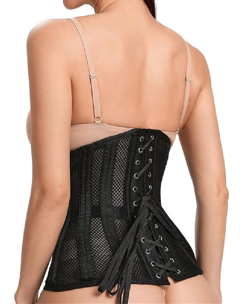 Corset Sexy Gótico de Acero 26 Reloj de Arena Underbust con Cordones, Hueco y Transpirable, Entrenador de Cintura