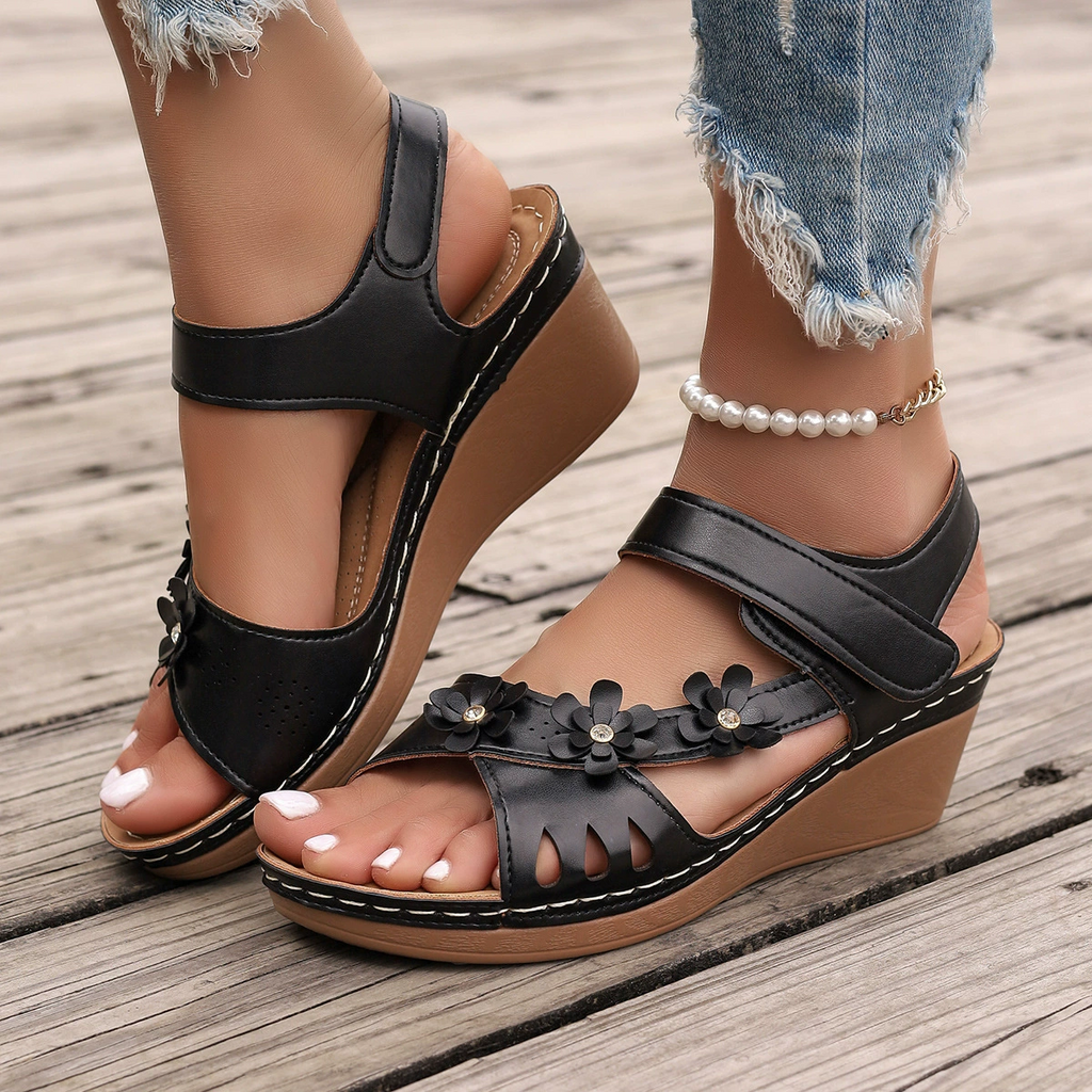 Sandalias Ortopédicas Cuero Suave Flor Prisma Serenidad, Postura Saludable y Comodidad Todo el Día