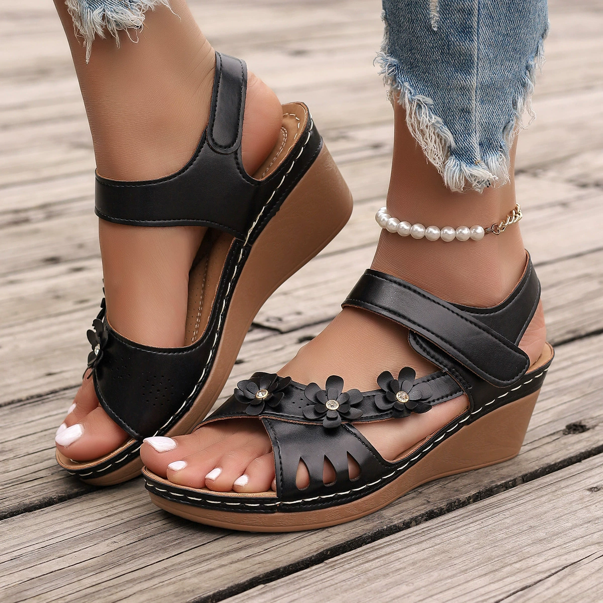 Sandalias Ortopédicas Cuero Suave Flor Prisma Serenidad, Postura Saludable y Comodidad Todo el Día