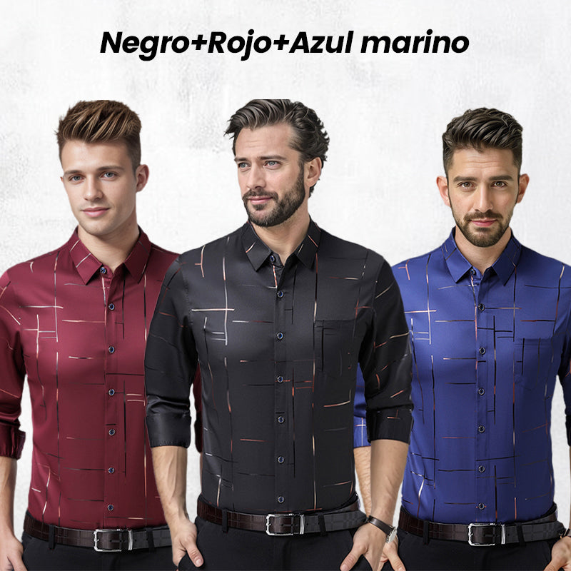 👔 Camisa Fina sin Planchado para Hombre – Elegante, Cómoda y Perfecta para Otoño e Invierno ✨❄️