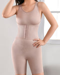 Enterizo de longitud media 2 en 1 sin costuras con doble control abdominal