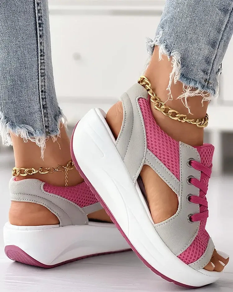 ✨SANDALIAS MUFFIN CON CORDONES Y ABERTURAS CON PANELES EN CONTRASTE✨