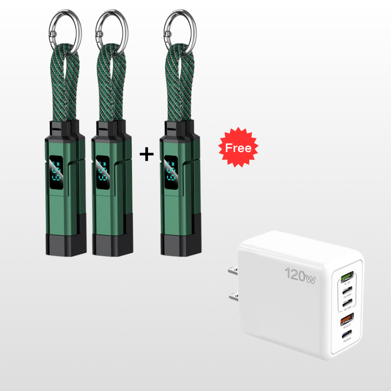 🔌⚡ ¡OFERTA 50% OFF! Cable de Llavero 4 en 1 – Carga Rápida y Siempre Contigo