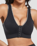 Sostén Deportivo Sin Aros para Mujer Talla Plus con Hebilla Frontal, Sólido, Transpirable y con Diseño Hueco