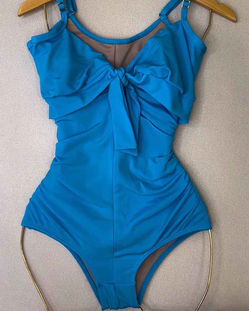 Traje de baño entero moldeador con control de abdomen y fruncido de cintura alta