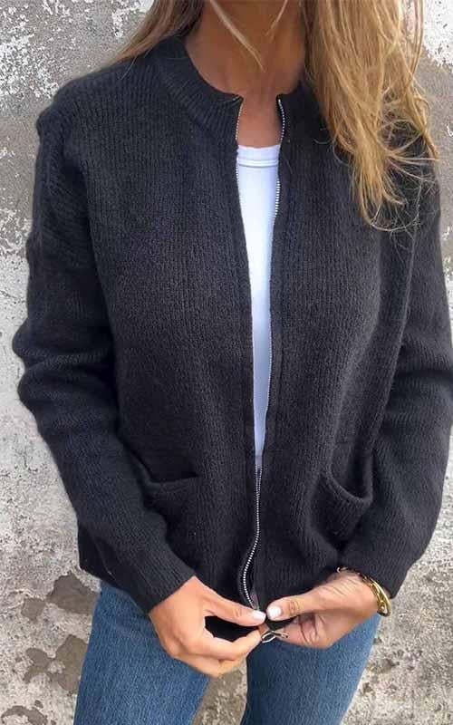 🧥 Chaqueta de Punto para Mujer – Casual y Versátil con Bolsillos 🌟 Perfecta para Otoño e Invierno ❄️🍂