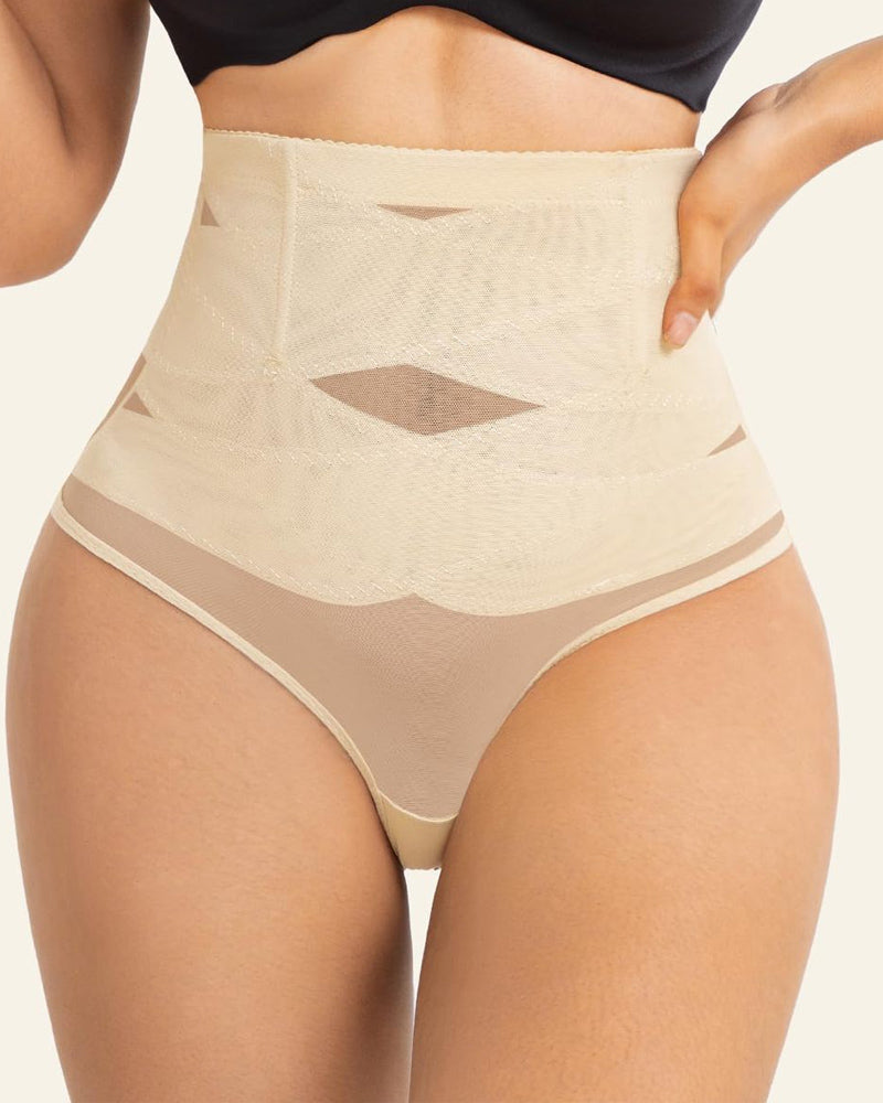 Bragas moldeadoras de cintura alta con malla, control firme del abdomen