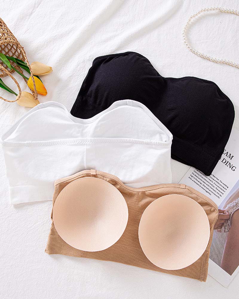 Sostén Push Up Sin Tirantes para Mujer, Sin Aro, Tipo Tubo Sin Costuras