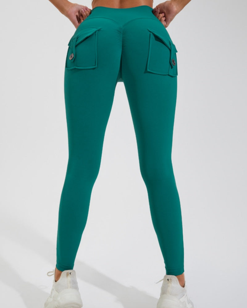 Leggings Deportivos Melocotón con Bolsillos Cargo