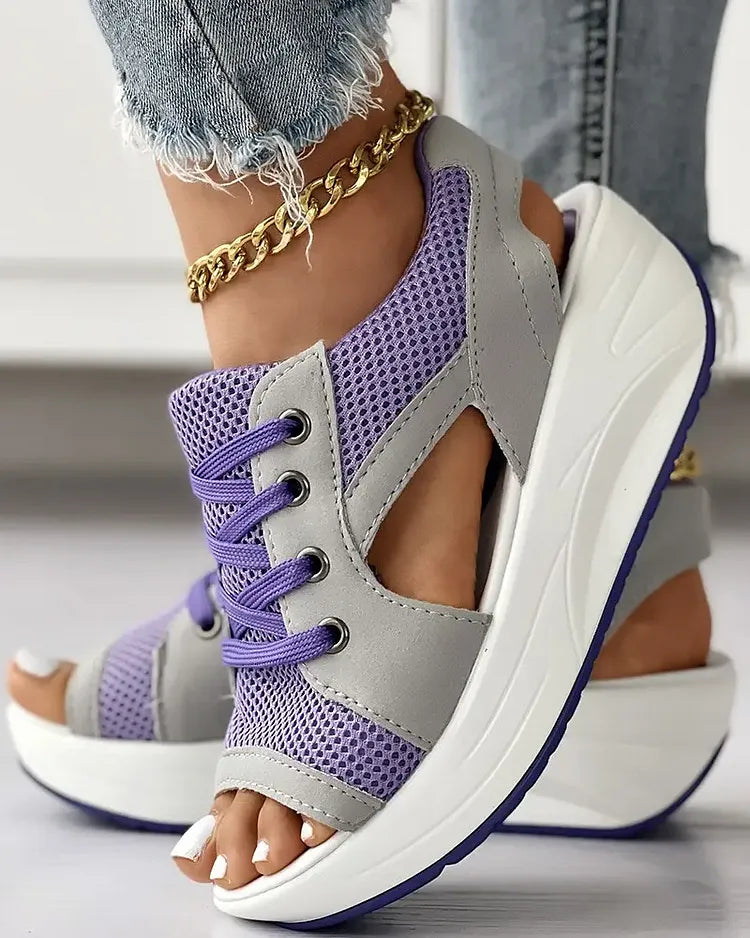 ✨SANDALIAS MUFFIN CON CORDONES Y ABERTURAS CON PANELES EN CONTRASTE✨