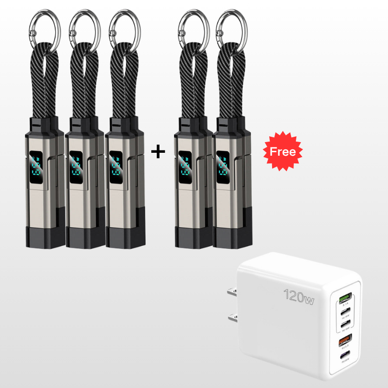 🔌⚡ ¡OFERTA 50% OFF! Cable de Llavero 4 en 1 – Carga Rápida y Siempre Contigo