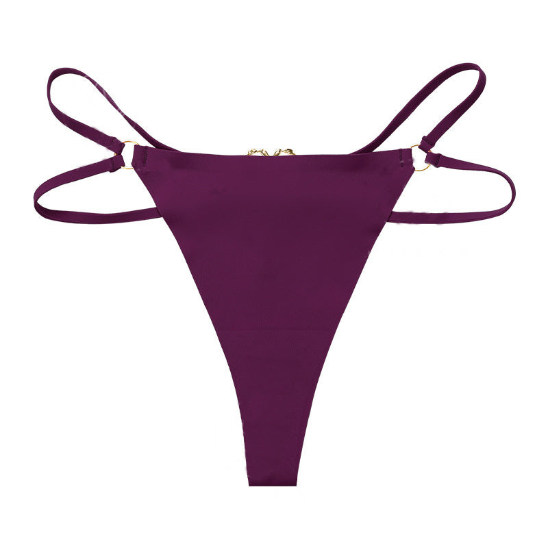 Tanga sin costuras para mujer, cintura baja, anillo metálico, sexy, ropa interior tentación T