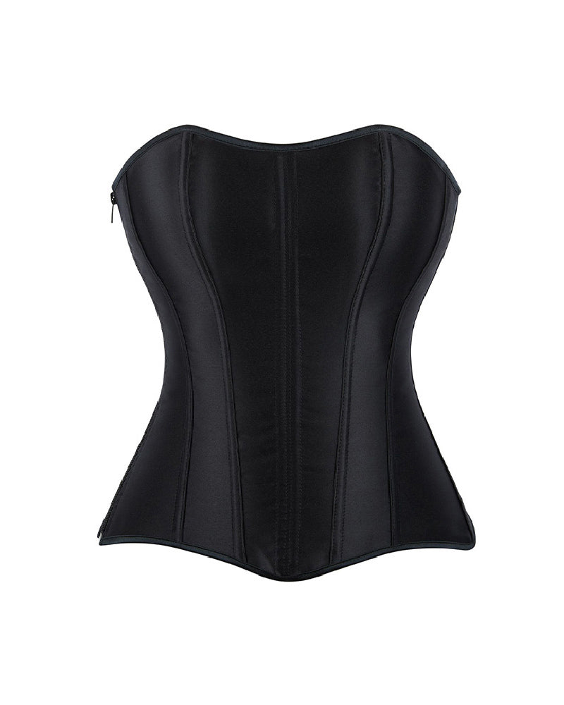 Shapshe® Top Corset de Satén con Cordones y Ballenas para Mujer, Overbust con Cierre Lateral, Entrenador de Cintura