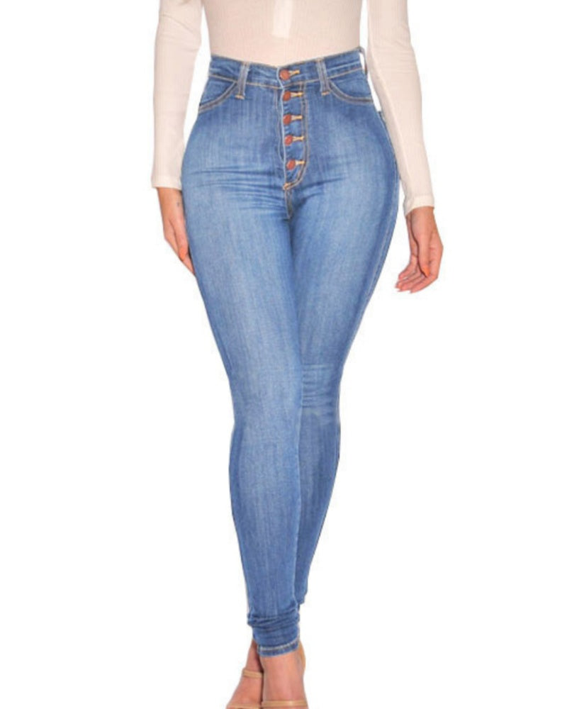 Jeans ajustados de tiro alto para mujer que realzan el glúteo