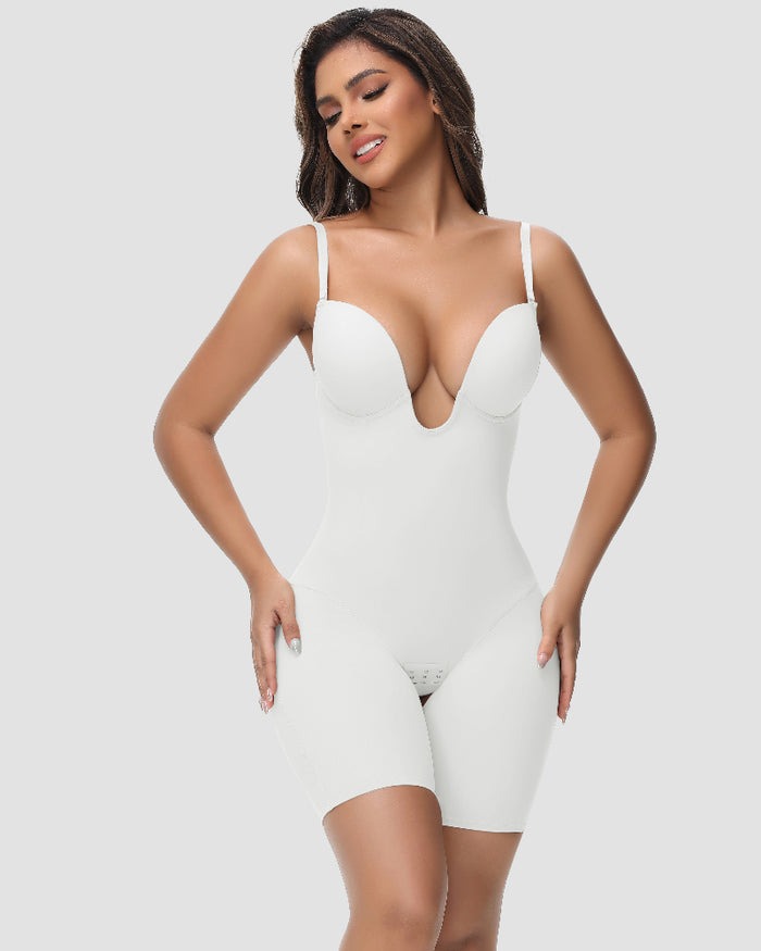 Shapshe® Body Faja Mujer Sin Tirantes Escote en U Control de Abdomen Espalda Baja con Sostén Incorporado Modelador