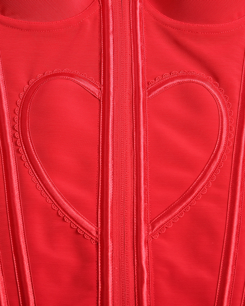 Shapshe® Fajas Colombianas Corset Top con Cremallera Entrenador de Cintura Love Pattern