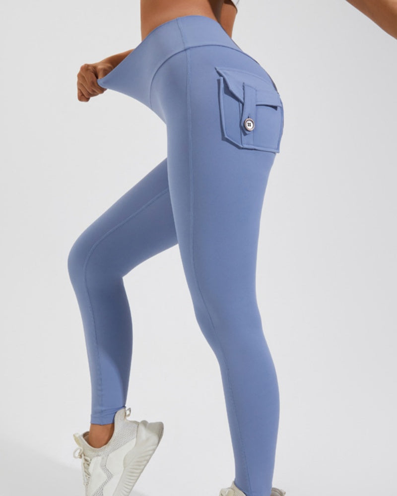 Leggings Deportivos Melocotón con Bolsillos Cargo