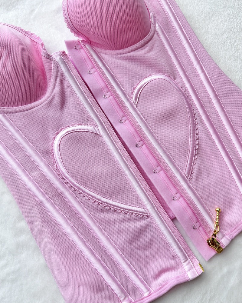 Shapshe® Fajas Colombianas Corset Top con Cremallera Entrenador de Cintura Love Pattern