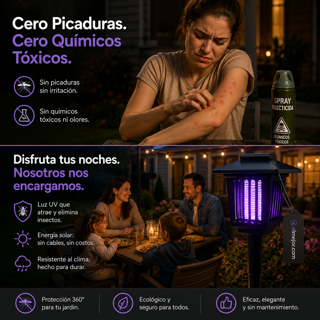 🦟🌙 ¡OFERTA 50% OFF! Lámpara Solar Mata Mosquitos – Iluminación + Protección Exterior