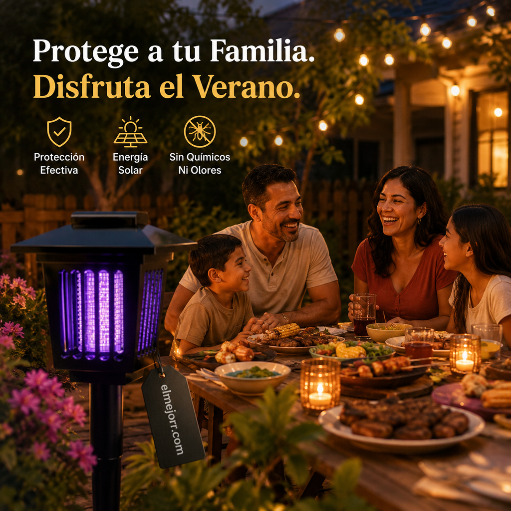 🦟🌙 ¡OFERTA 50% OFF! Lámpara Solar Mata Mosquitos – Iluminación + Protección Exterior
