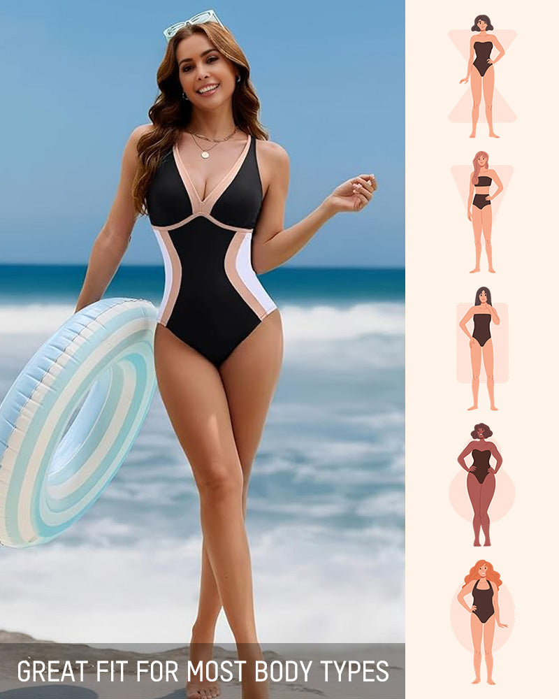 👙✨ Traje de Baño con Control de Barriga y Bloques de Color – Estilo Elegante y Comodidad para Sentirte Segura al Sol 🌞💖
