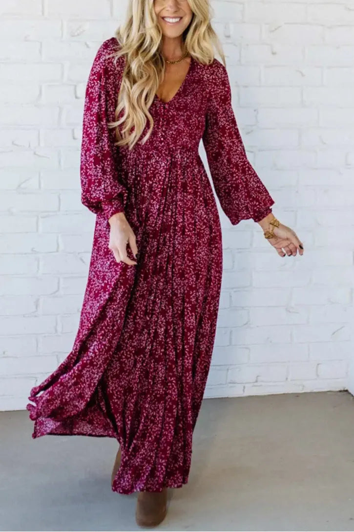 🌸 Vestido Largo de Flores de Rayón para Mujer – Cintura Forrada y Cintura Smock para un Ajuste Perfecto ✨👗