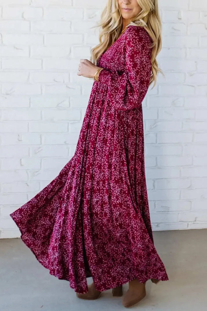 🌸 Vestido Largo de Flores de Rayón para Mujer – Cintura Forrada y Cintura Smock para un Ajuste Perfecto ✨👗