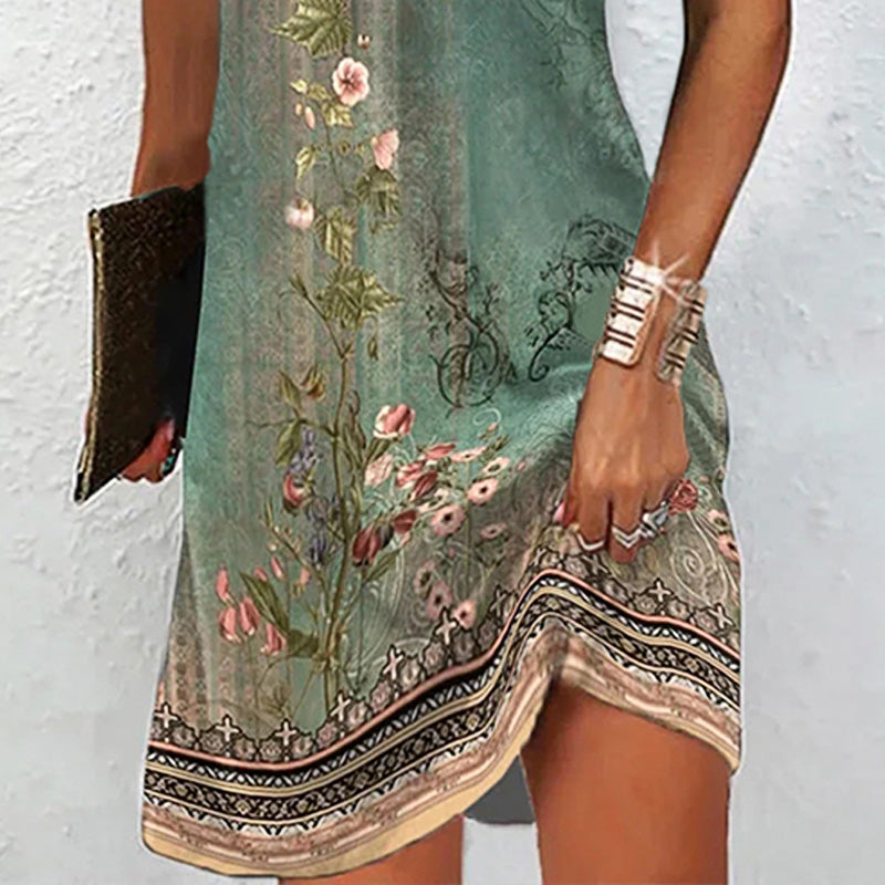 🌸Vestido Casual de Manga Corta con Cuello en V Estampado🌸