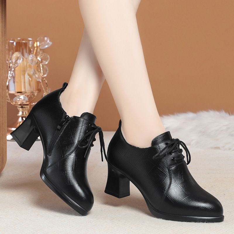 Tacones Altos Cuero Suave Equilibrio Selene Camino, Comodidad y Estabilidad Todo el Día