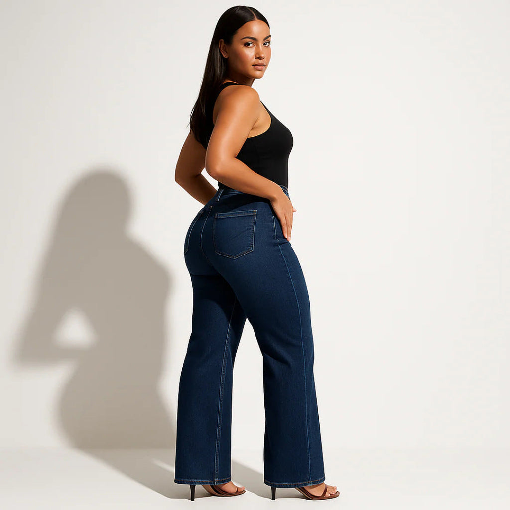 👖✨ Vaqueros Vintage de Pierna Recta y Cintura Alta para Mujer – Estilo Retro, Comodidad y Look Chic para el Día a Día 🌸🌟