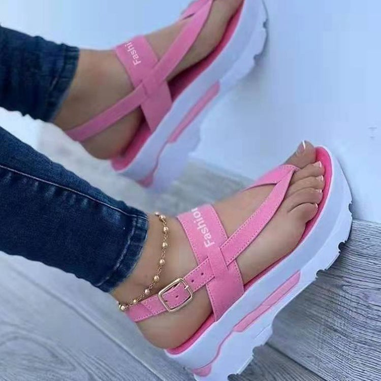 Sandalias de Plataforma Imitación Cuero Aura Cumbre, Comodidad Elevada Todo el Día
