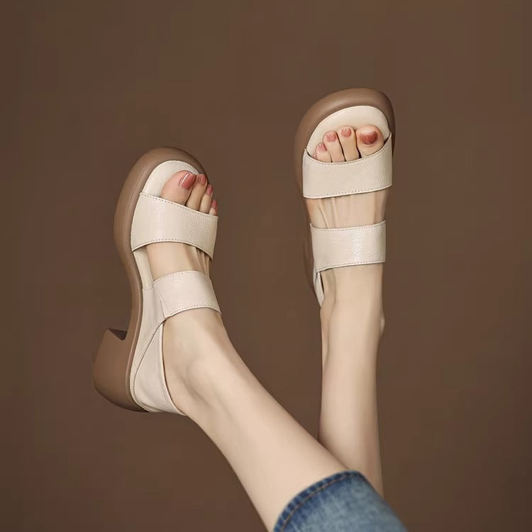 Sandalias de Tacón Cuero Suave Estilo Raíz Armonía, Postura Mejorada y Comodidad Todo el Día