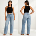 👖✨ Vaqueros Vintage de Pierna Recta y Cintura Alta para Mujer – Estilo Retro, Comodidad y Look Chic para el Día a Día 🌸🌟