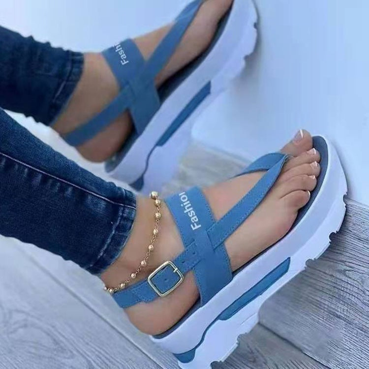 Sandalias de Plataforma Imitación Cuero Aura Cumbre, Comodidad Elevada Todo el Día