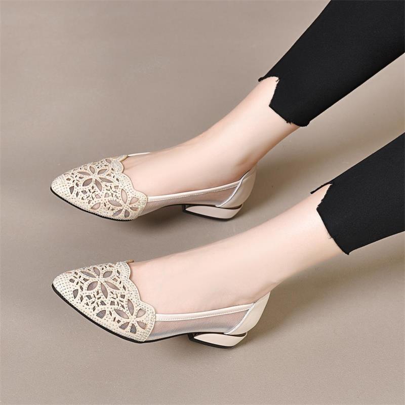 Sandalias de Tacón Malla Transpirable Estilo Aurora Fusión, Elegancia y Comodidad sin Esfuerzo