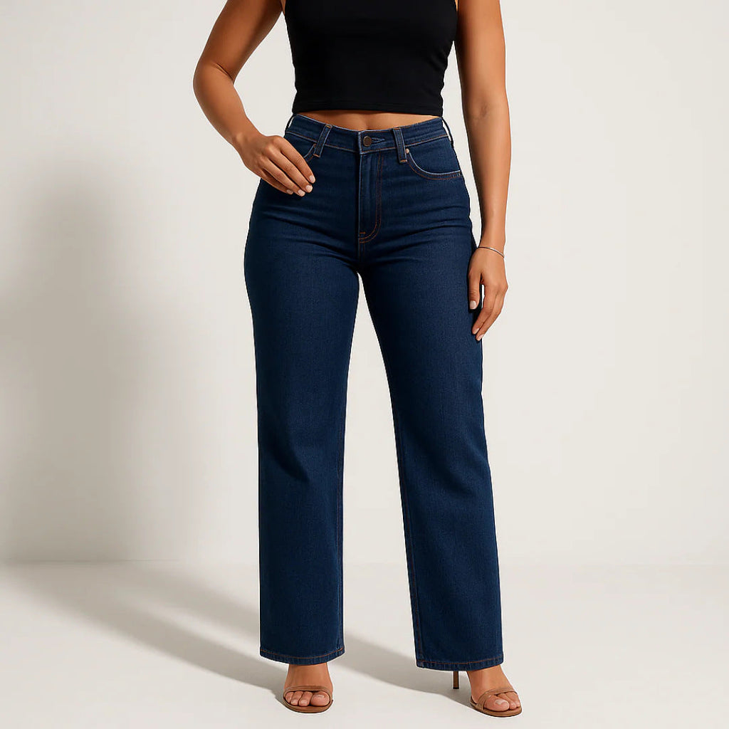 👖✨ Vaqueros Vintage de Pierna Recta y Cintura Alta para Mujer – Estilo Retro, Comodidad y Look Chic para el Día a Día 🌸🌟
