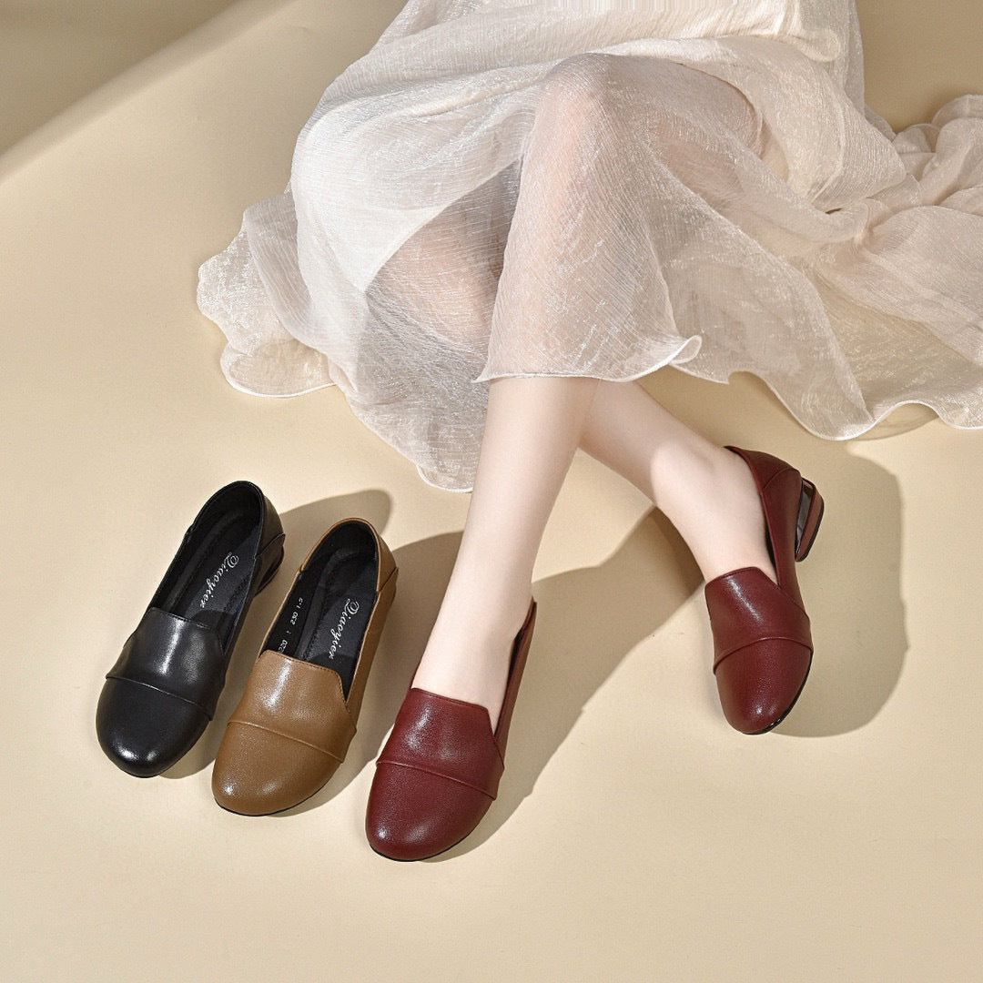 Zapatos Planos Cuero Suave Aura Línea Serenidad, Alivio y Comodidad Todo el Día
