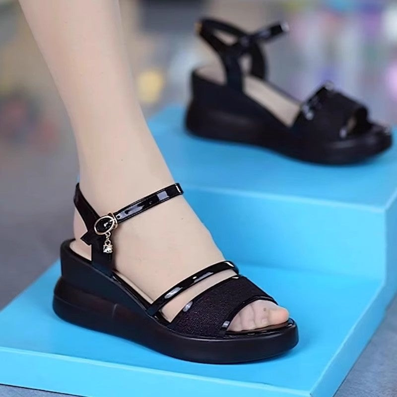 Sandalias de Cuña Cuero Suave Eclipse Gaia Camino, Postura Saludable y Comodidad Todo el Día
