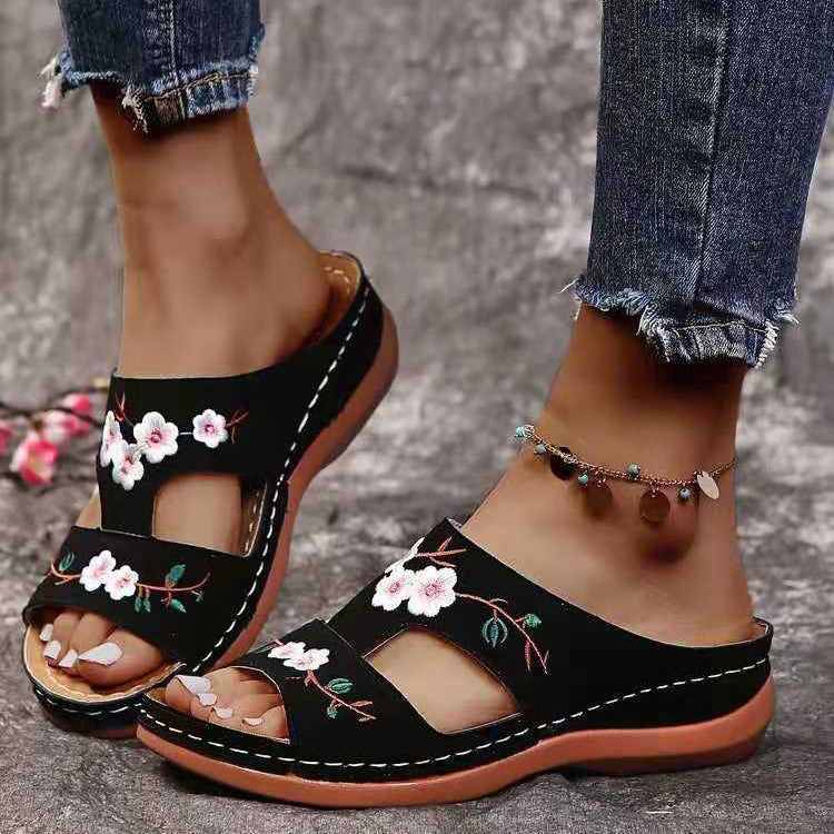 Sandalias de Cuña Sintético Aurora Flor Equilibrio, Comodidad Natural Todo el Día