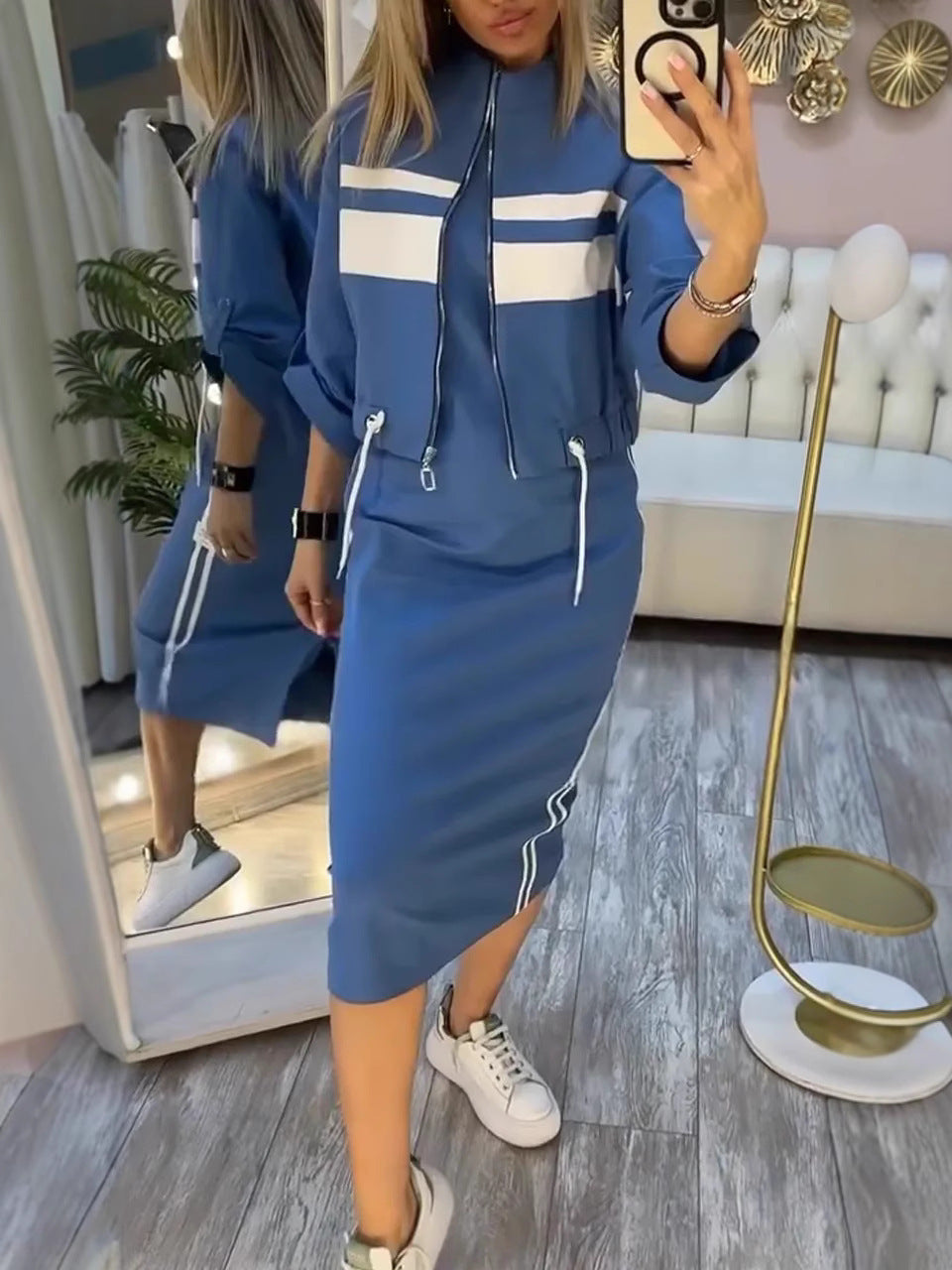 ✨ Conjunto Chaqueta + Vestido Verde Militar | Estilo Urban Chic para Mujer 🧥👗