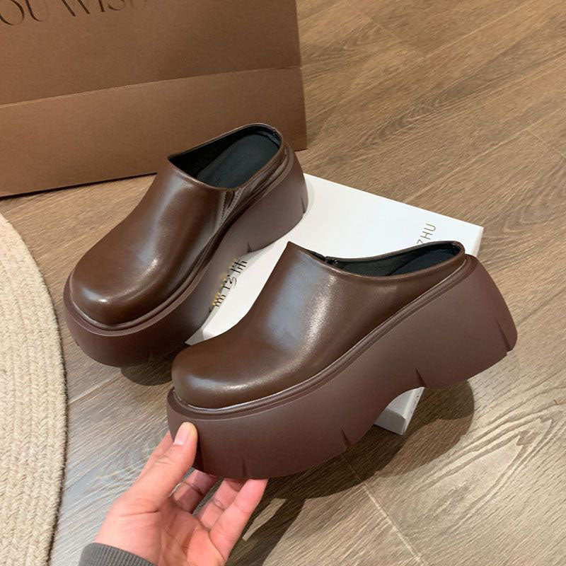 Sandalias de Plataforma Cuero Suave Aura Camino Serenidad, Comodidad Estable Todo el Día