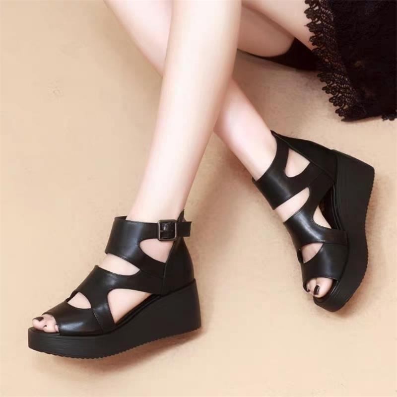 Sandalias de Plataforma Cuero Suave Viento Prisma Serenidad, Postura Saludable y Comodidad Prolongada