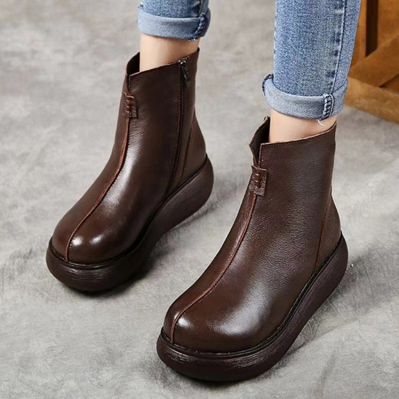 Botines Antideslizantes Cuero Premium Horizonte Nube Íntegro, Comodidad y Calidez en Cada Paso