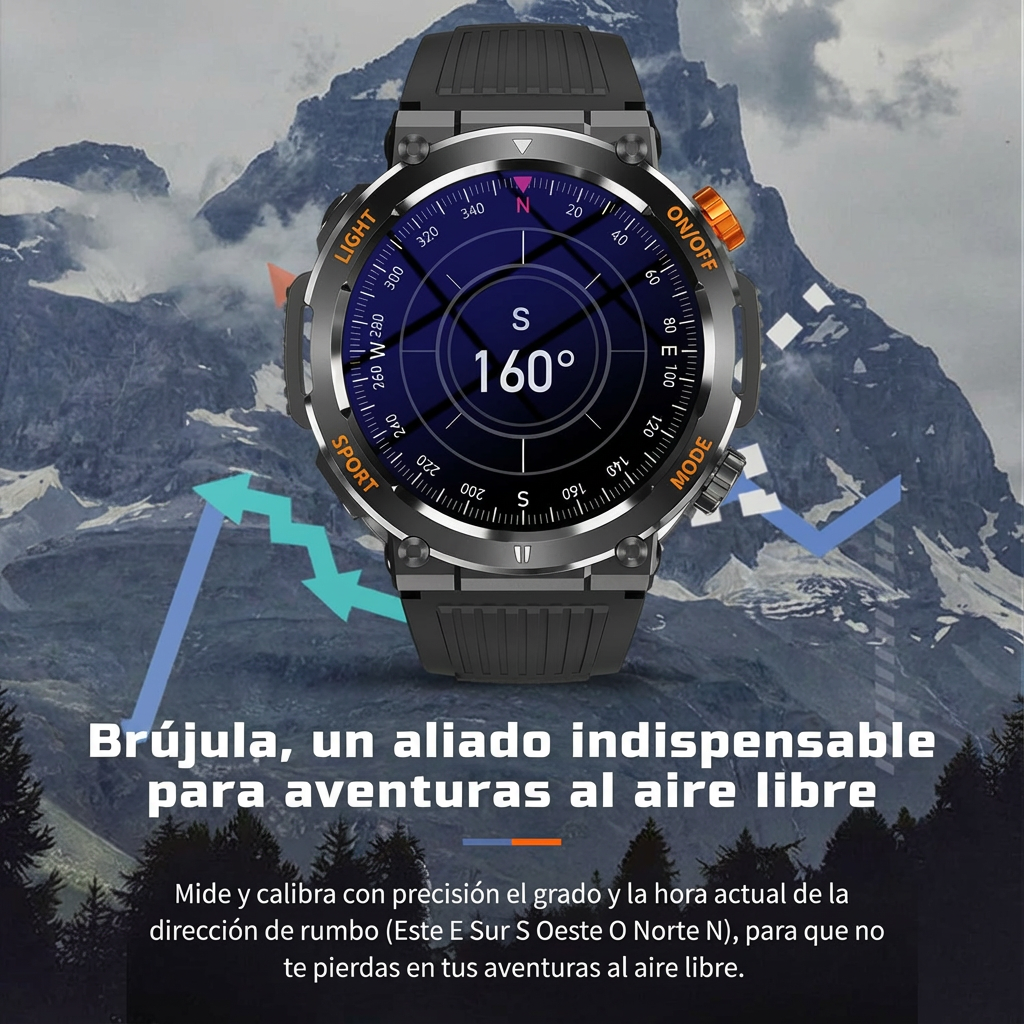 ⌚🔥 ¡50% OFF por Tiempo Limitado! Smartwatch Deportivo y para Exteriores Resistente al Agua – Ideal para Aventura y Ejercicio 💪🌧️